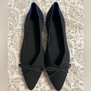 Rothy's Black Flats with Blue Accents